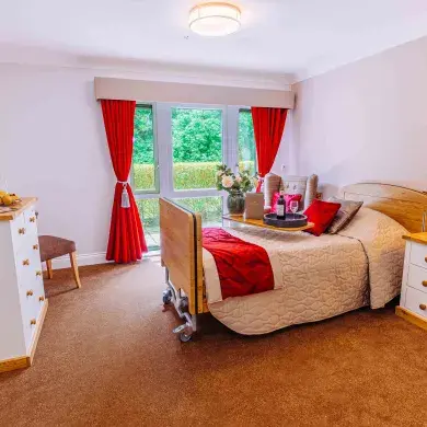 Bedroom at Harper Fields care home in Coventry
